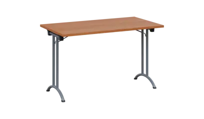 SLA 125 lak skládací jednací stůl 1250x700, deska 25 mm, podnož stříbrný lak, deska olše jantar